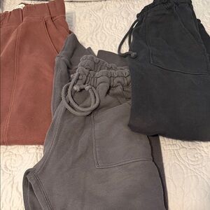 3 pair of Abercrombie & Fitch jogger sweatpants - Black, Gray, Brown